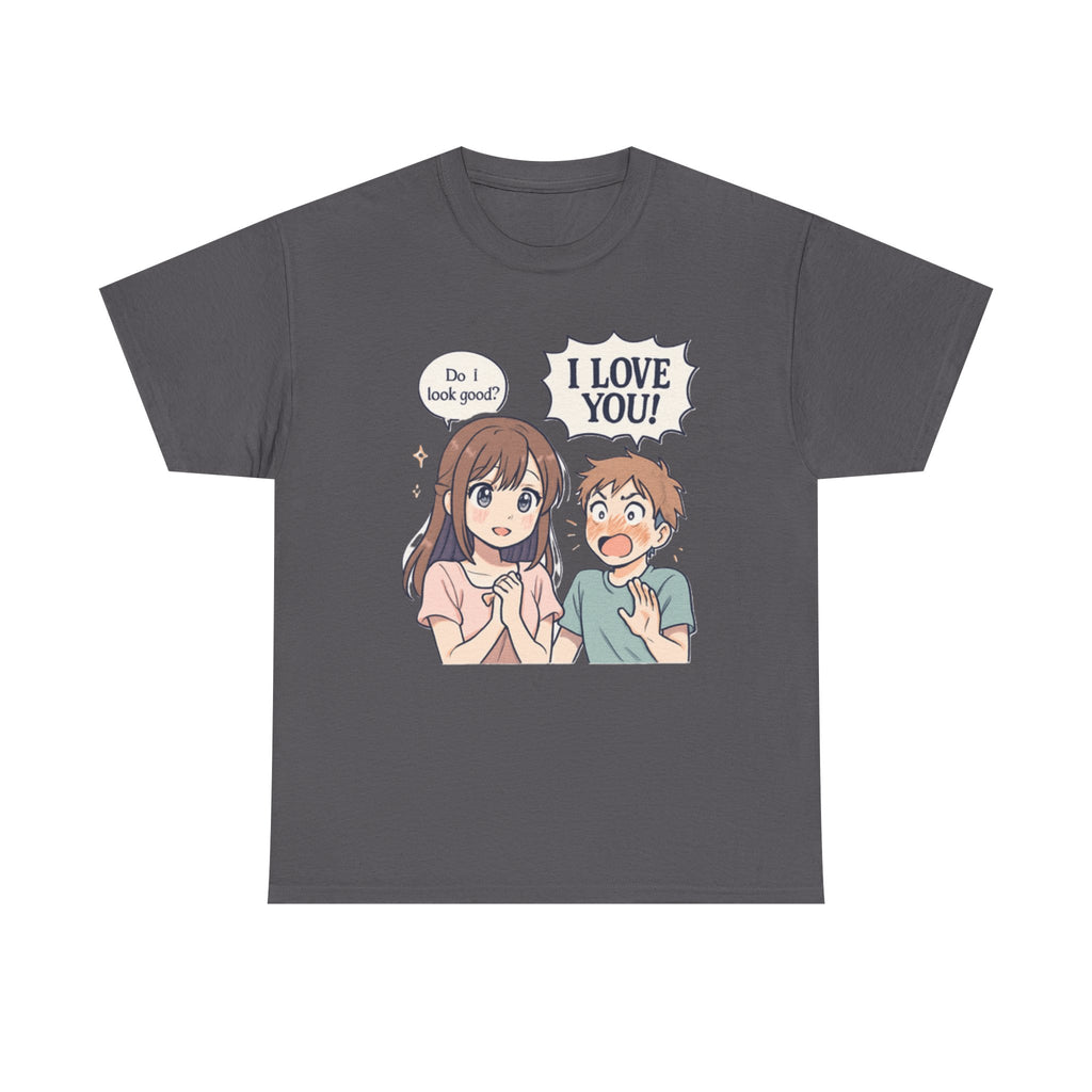 Anime Couple T‑Shirt — "Do I look good?" / "I Love You!" Cute Romance Tee - Adult