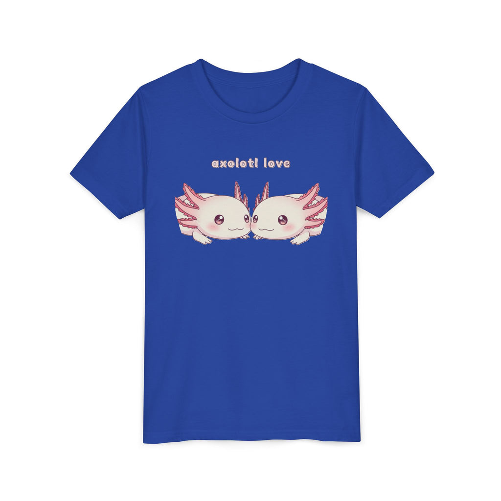 Youth Tee — 'Axolotl Love' Cute Kissing Axolotl Salamander Kids Shirt - Kids