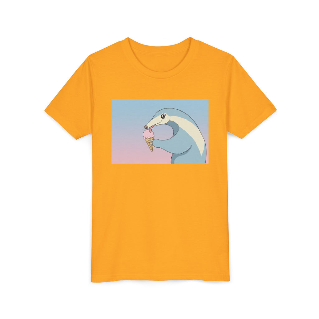 Anteater Eating Ice Cream Kids Tee — Cute Pastel Animal Graphic Youth T-Shirt - Kids