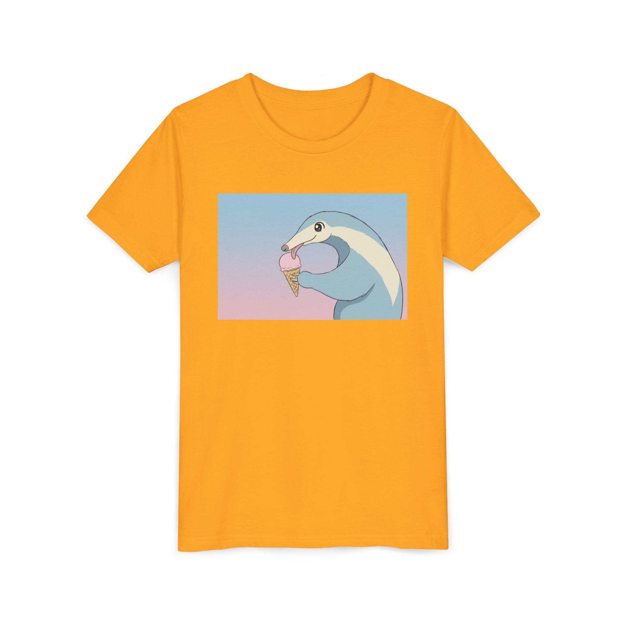 Anteater Eating Ice Cream Kids Tee — Cute Pastel Animal Graphic Youth T-Shirt - Kids