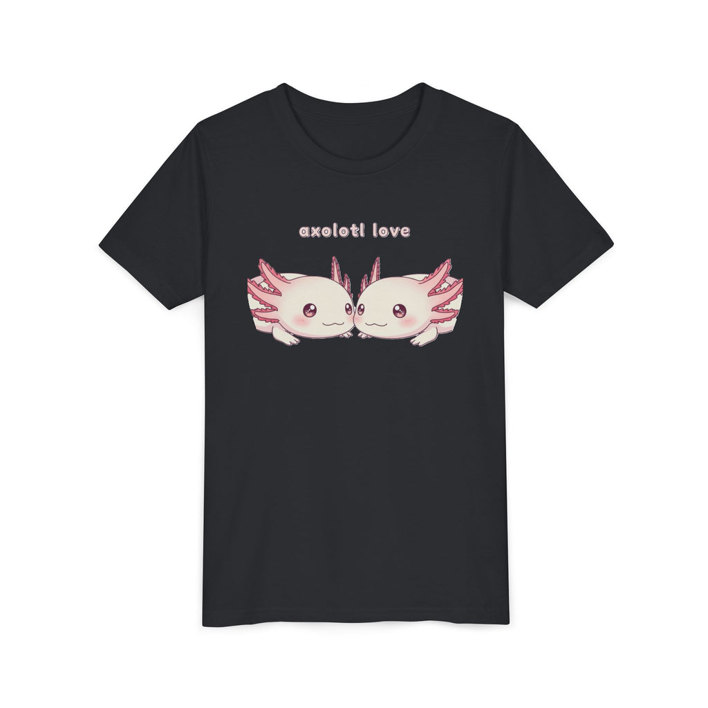 Youth Tee — 'Axolotl Love' Cute Kissing Axolotl Salamander Kids Shirt - Kids