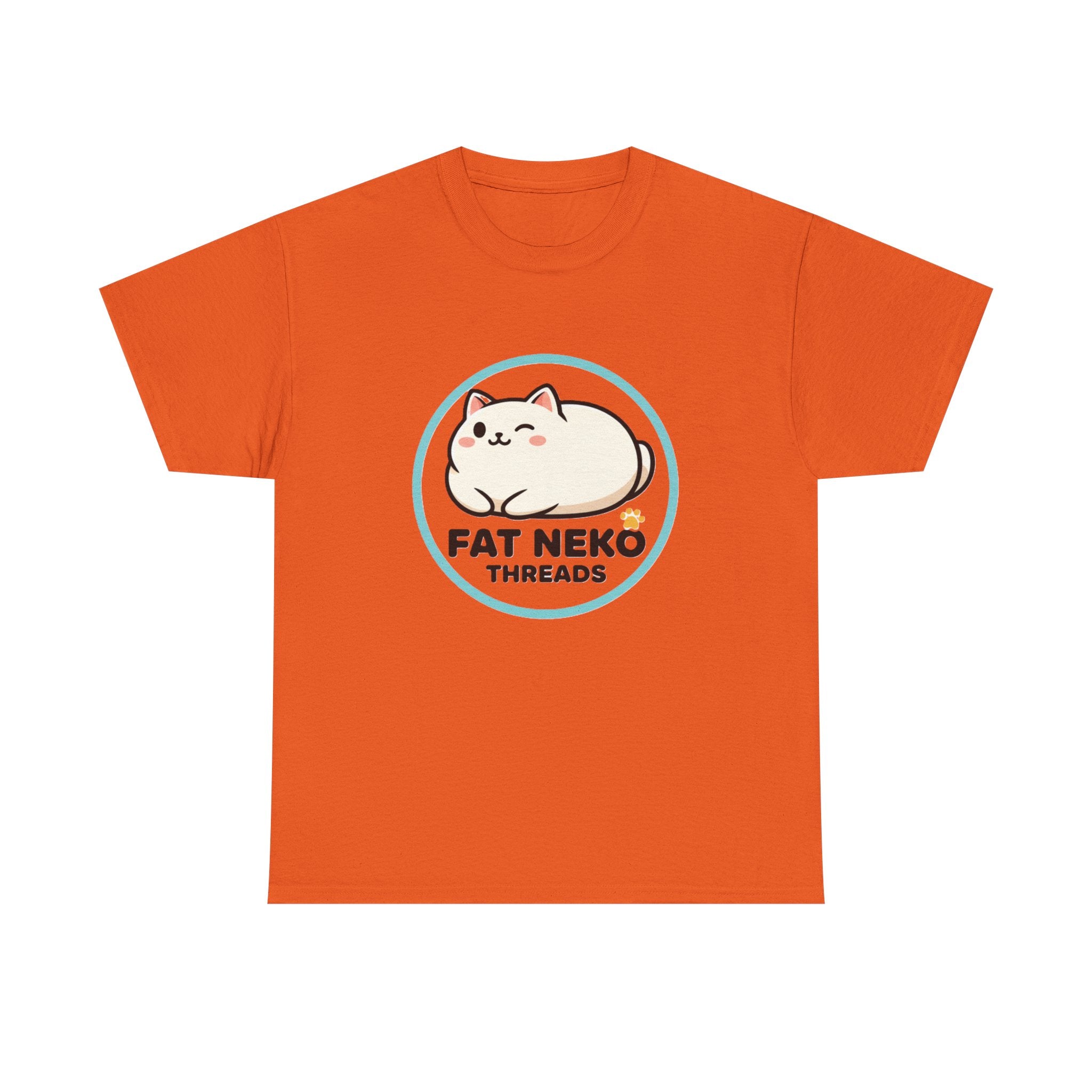 Cute Fat Neko Threads T-Shirt — Kawaii Cat Logo Tee - Adult