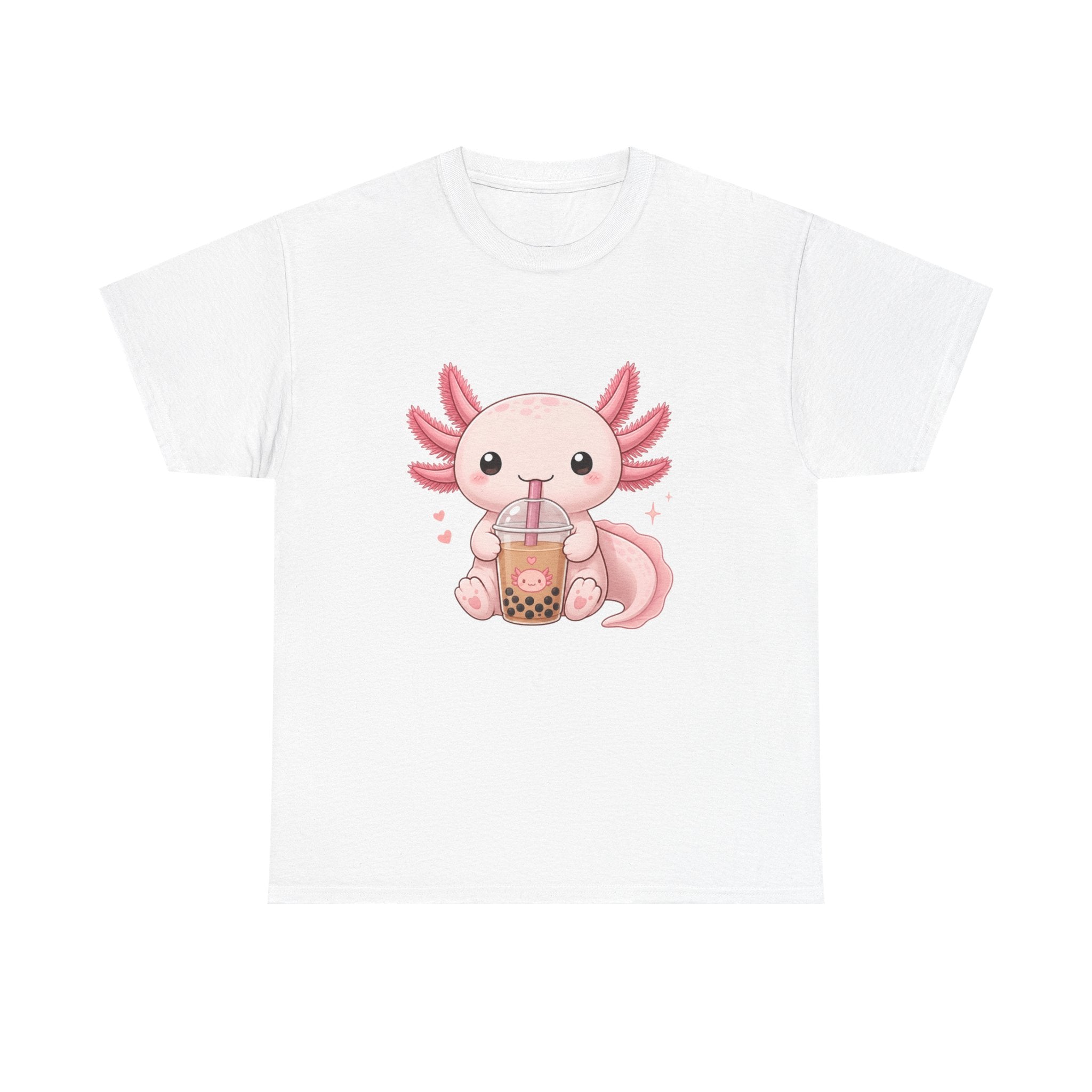 Axolotl Drinking Bubble Tea T-Shirt — Cute Kawaii Boba Tee - Adult
