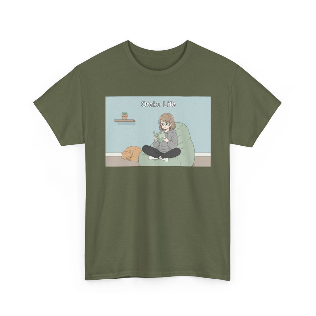 Cozy Cat Girl Otaku Long Sleeve Tee - 'Chill Vibes' Anime Girl Relaxing Graphic T-Shirt