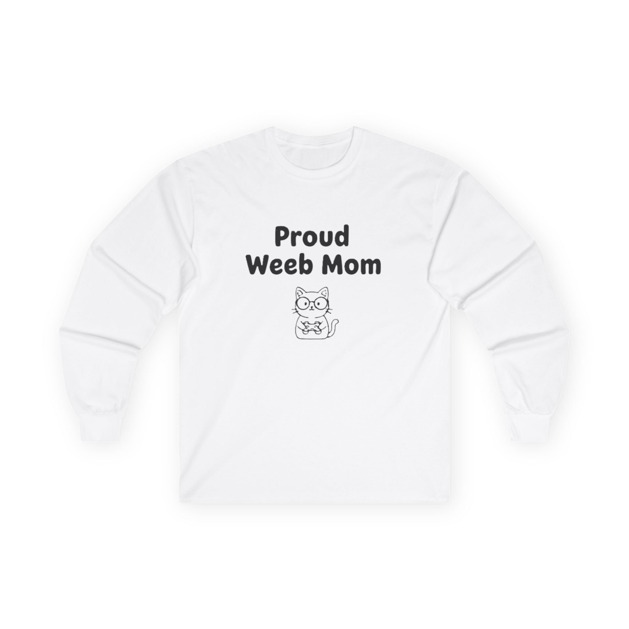 Long Sleeve Tee — "Proud Weeb Mom" Cute Anime Cat Graphic - Adult