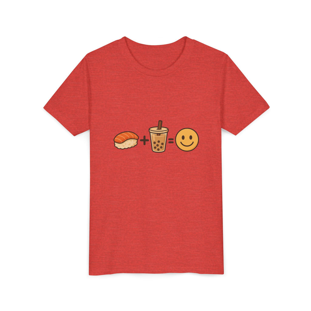 Youth Tee — Sushi + Bubble Tea = Happy Emoji Kids Shirt