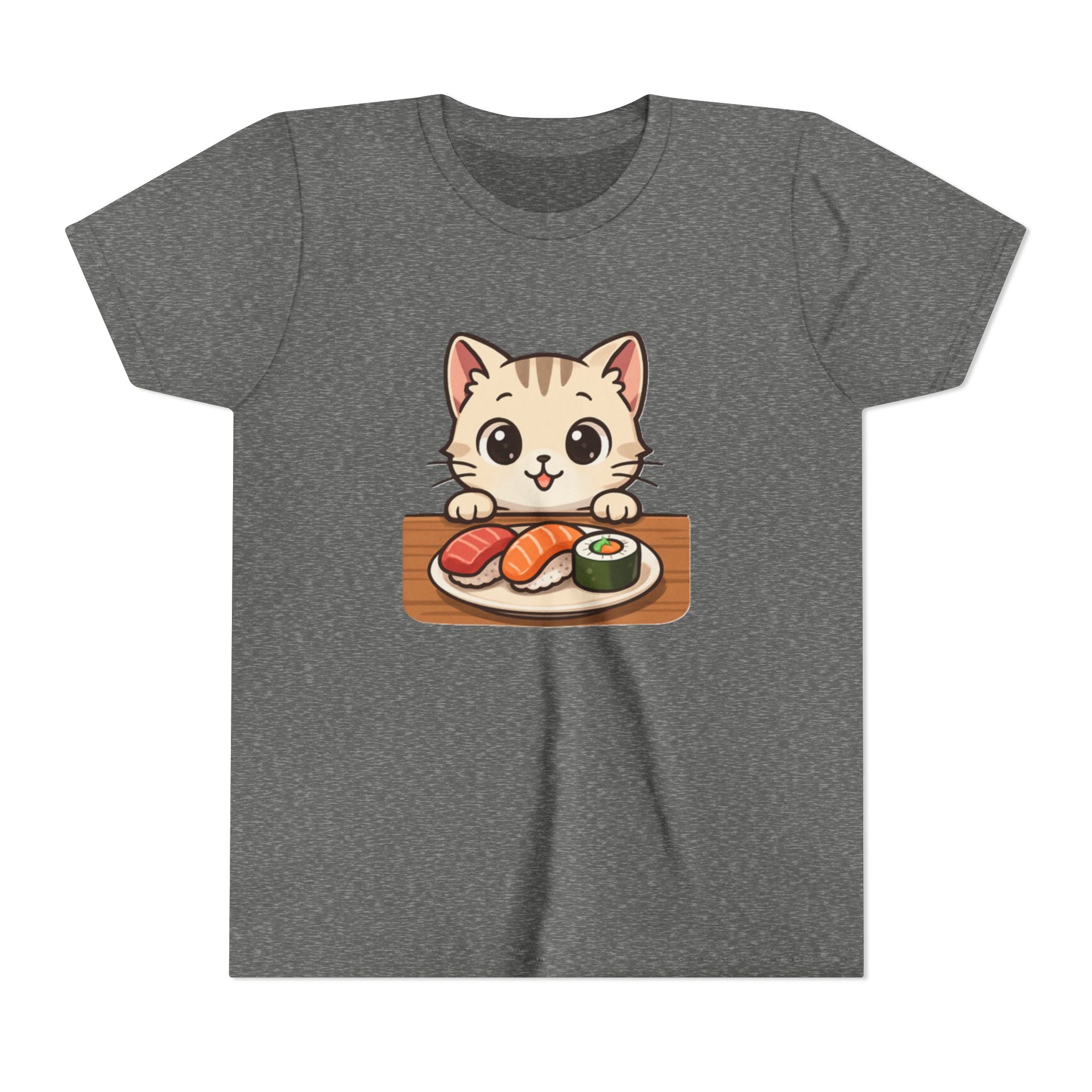 Kids Sushi Cat T-Shirt — Cute Kitty Eating Sushi Youth Tee