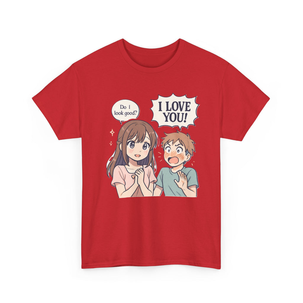 Anime Couple T‑Shirt — "Do I look good?" / "I Love You!" Cute Romance Tee - Adult