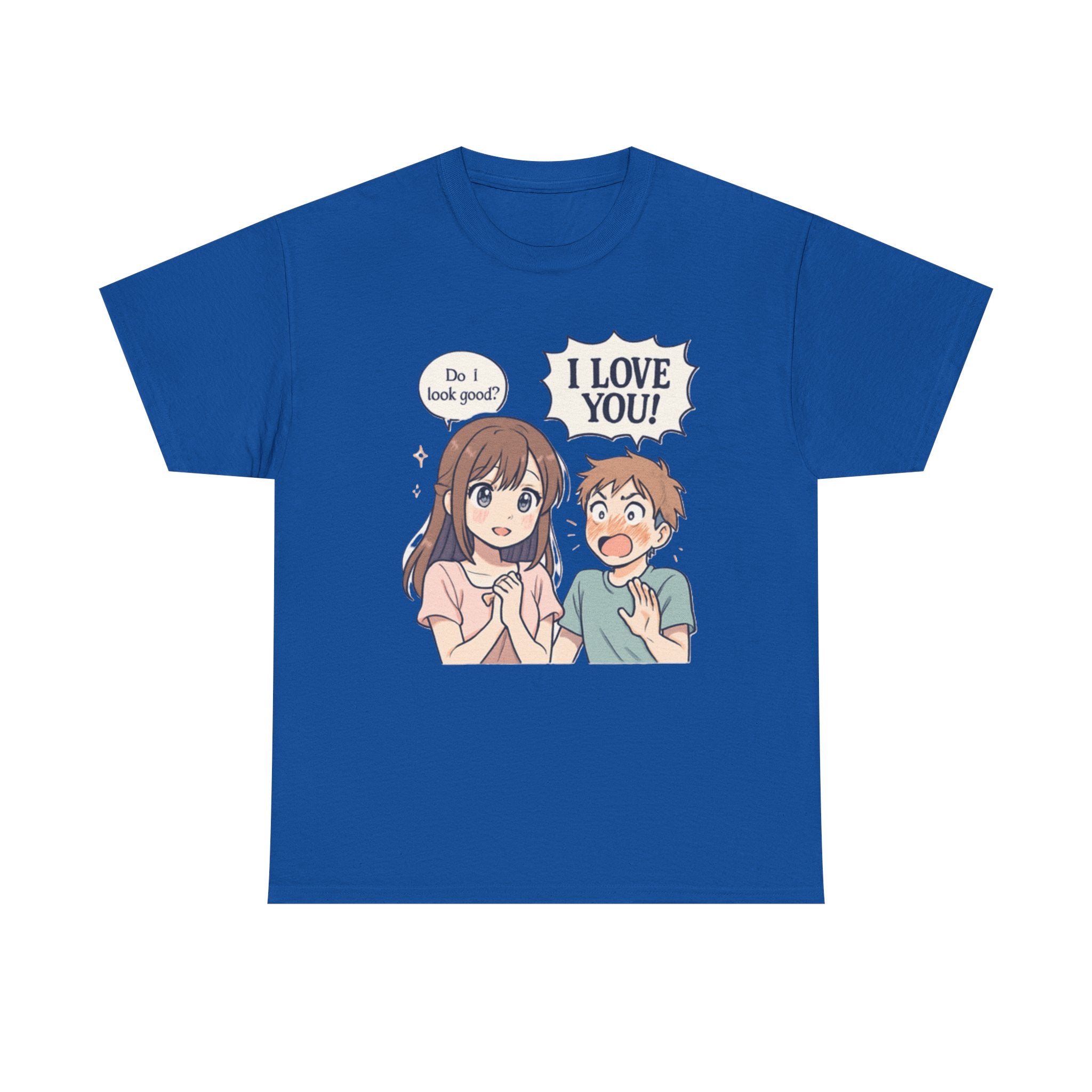 Anime Couple T‑Shirt — "Do I look good?" / "I Love You!" Cute Romance Tee - Adult