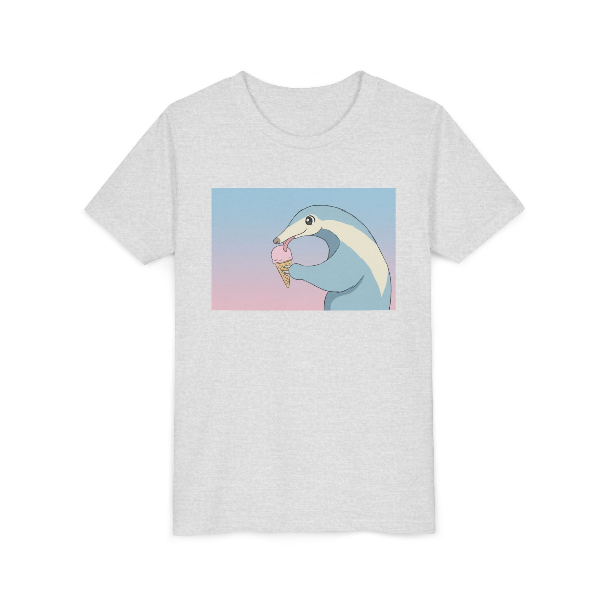 Anteater Eating Ice Cream Kids Tee — Cute Pastel Animal Graphic Youth T-Shirt - Kids