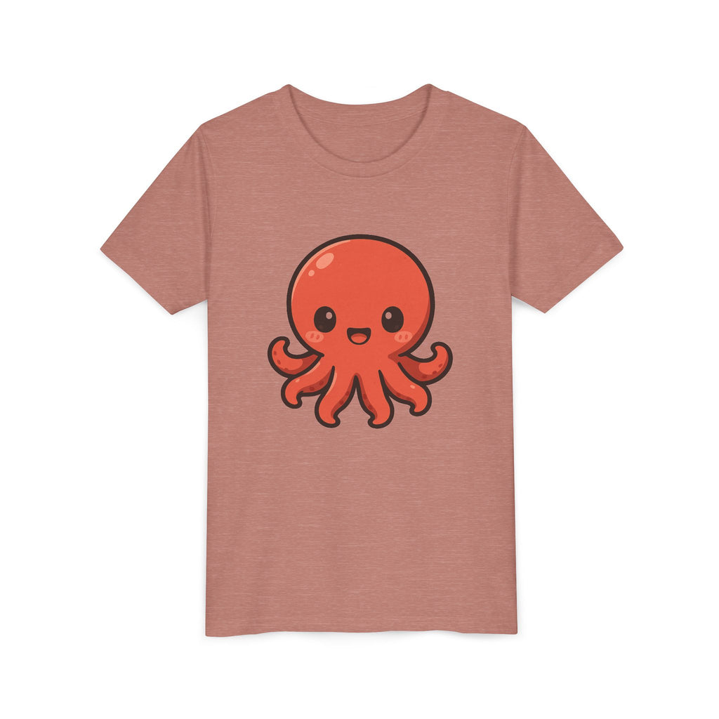 Cute Red Octopus Youth Tee — Kawaii Sea Animal Kids T-Shirt
