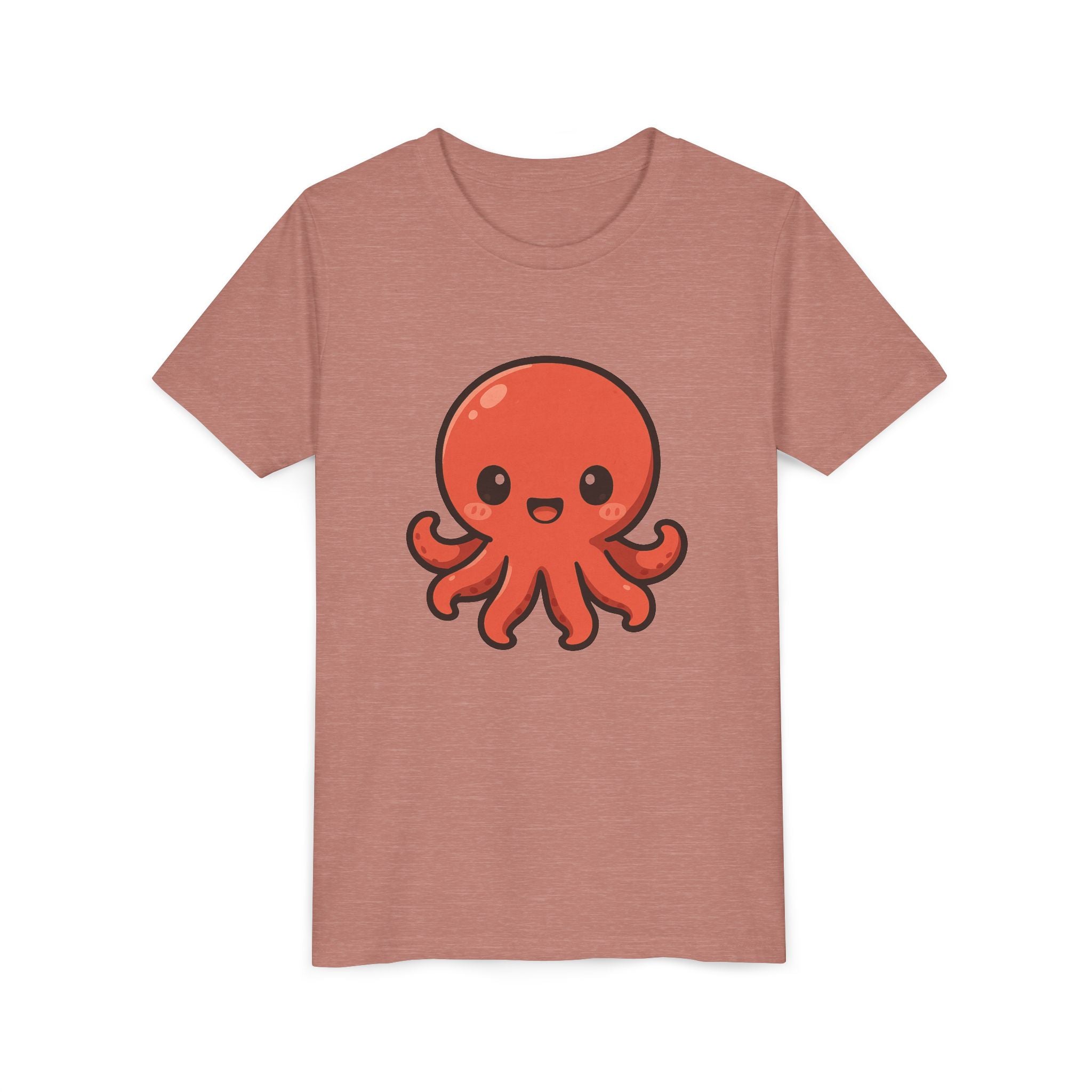 Cute Red Octopus Youth Tee — Kawaii Sea Animal Kids T-Shirt