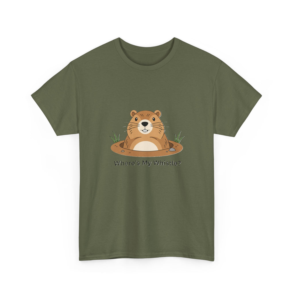 Groundhog Day Tee — "Where's My Whistle?" Cute Groundhog Whistle Pig Graphic T-Shirt - Adult