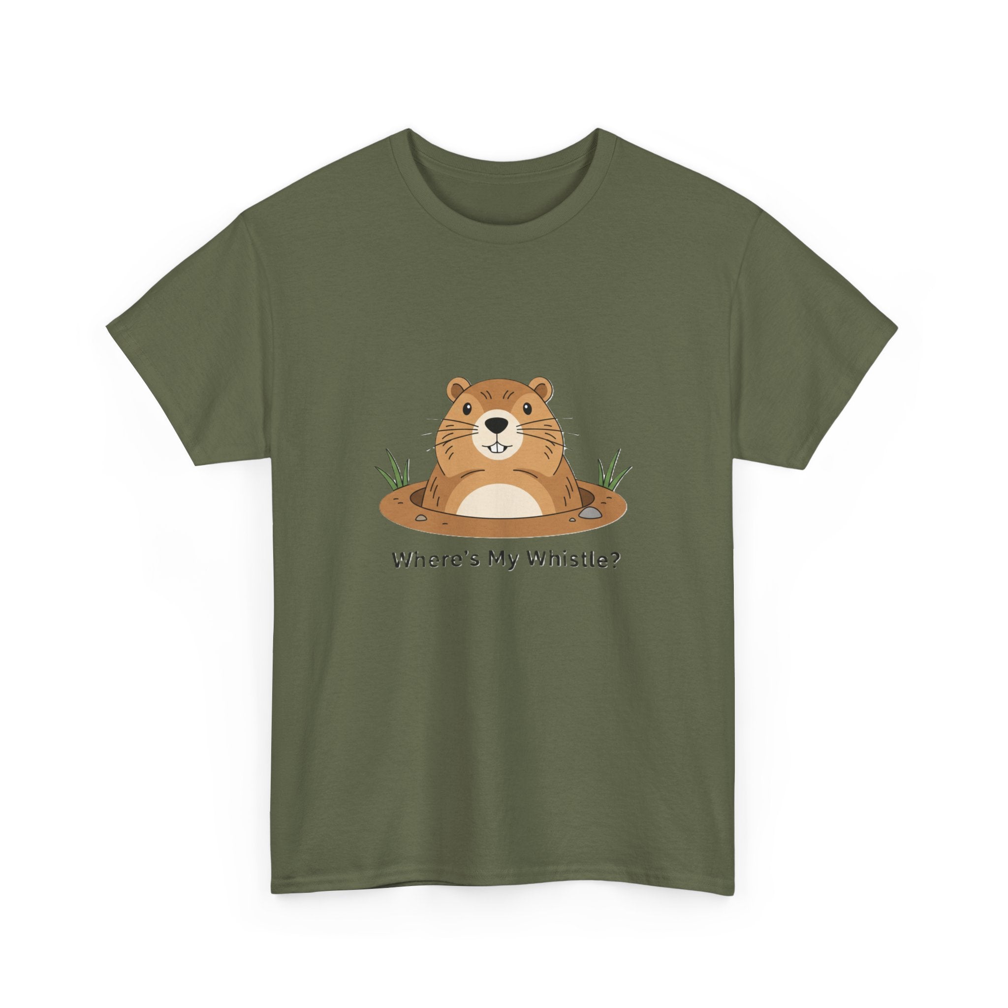 Groundhog Day Tee — "Where's My Whistle?" Cute Groundhog Whistle Pig Graphic T-Shirt - Adult