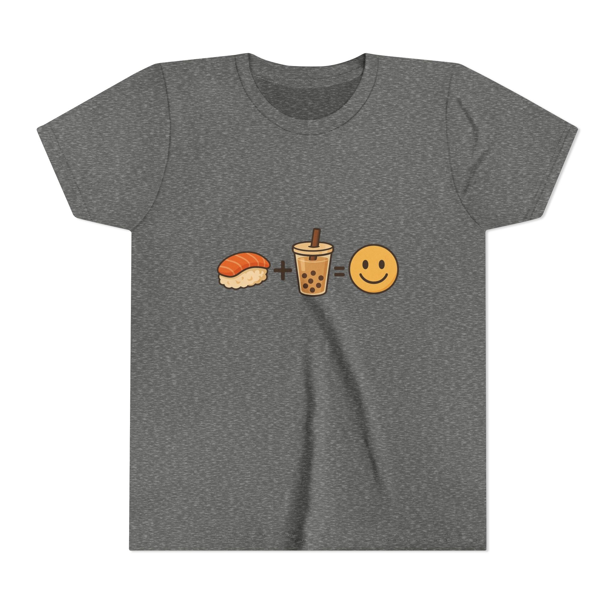 Youth Tee — Sushi + Bubble Tea = Happy Emoji Kids Shirt