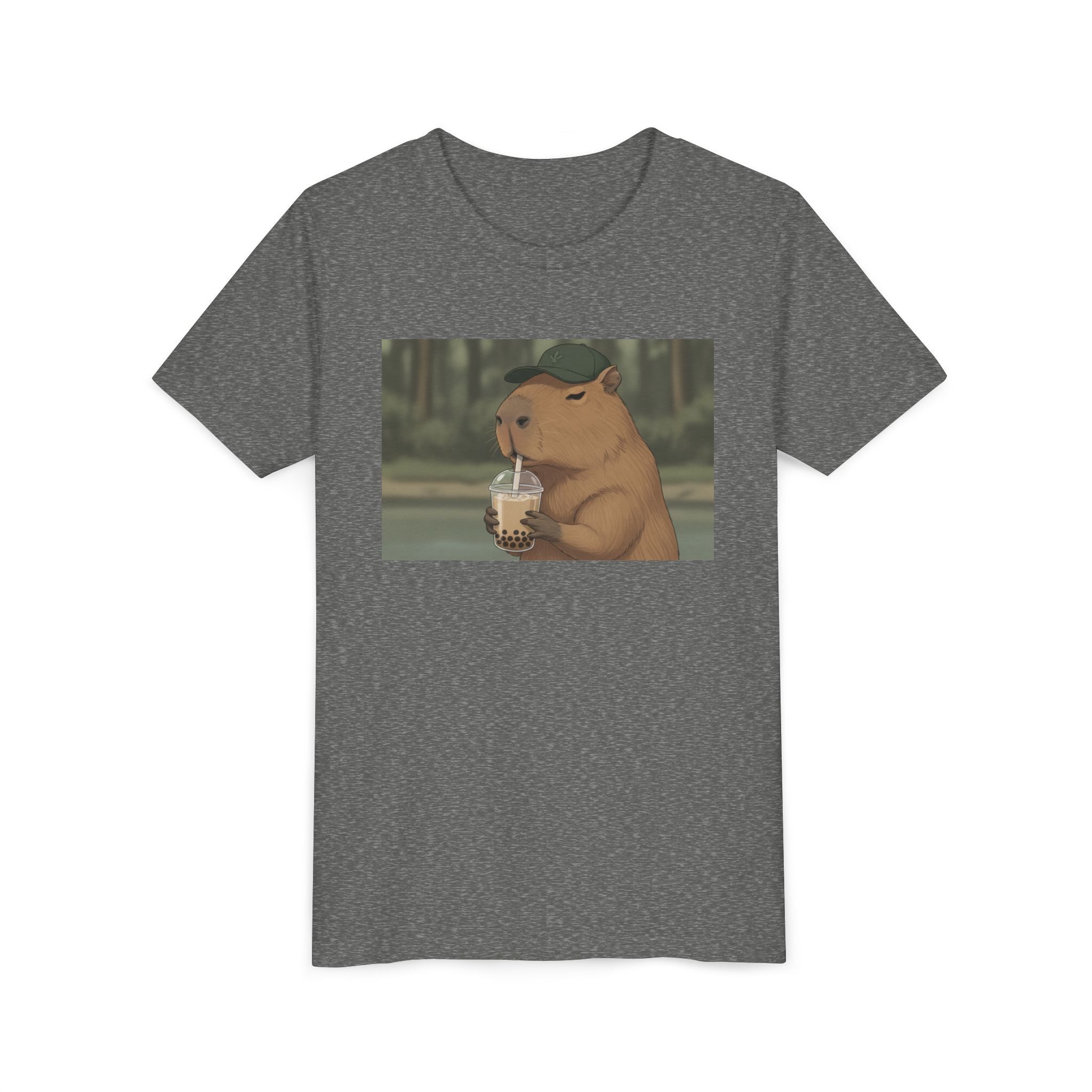 Capybara Drinking Boba Tea Youth Tee — Cute Kawaii Bubble Shirt for Kids - Kids