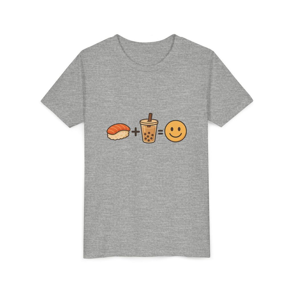 Youth Tee — Sushi + Bubble Tea = Happy Emoji Kids Shirt