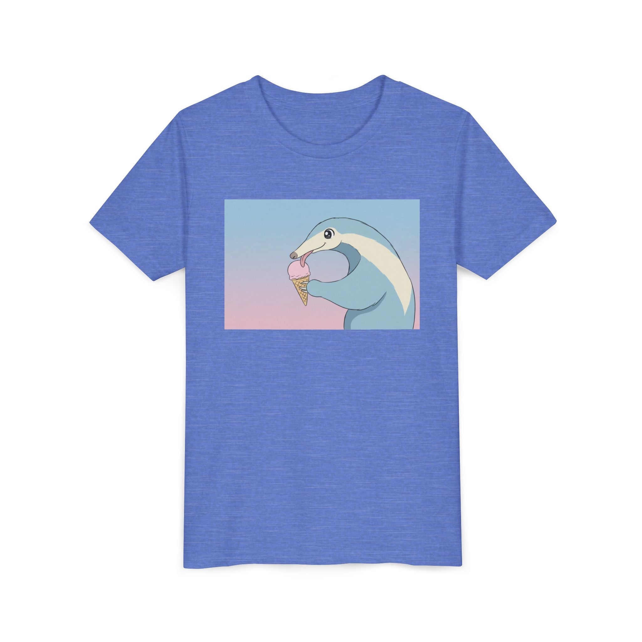 Anteater Eating Ice Cream Kids Tee — Cute Pastel Animal Graphic Youth T-Shirt - Kids