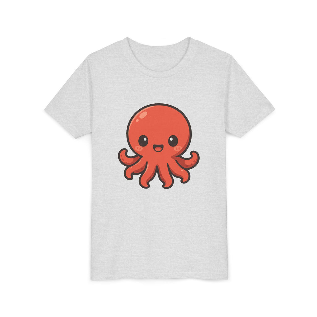 Cute Red Octopus Youth Tee — Kawaii Sea Animal Kids T-Shirt