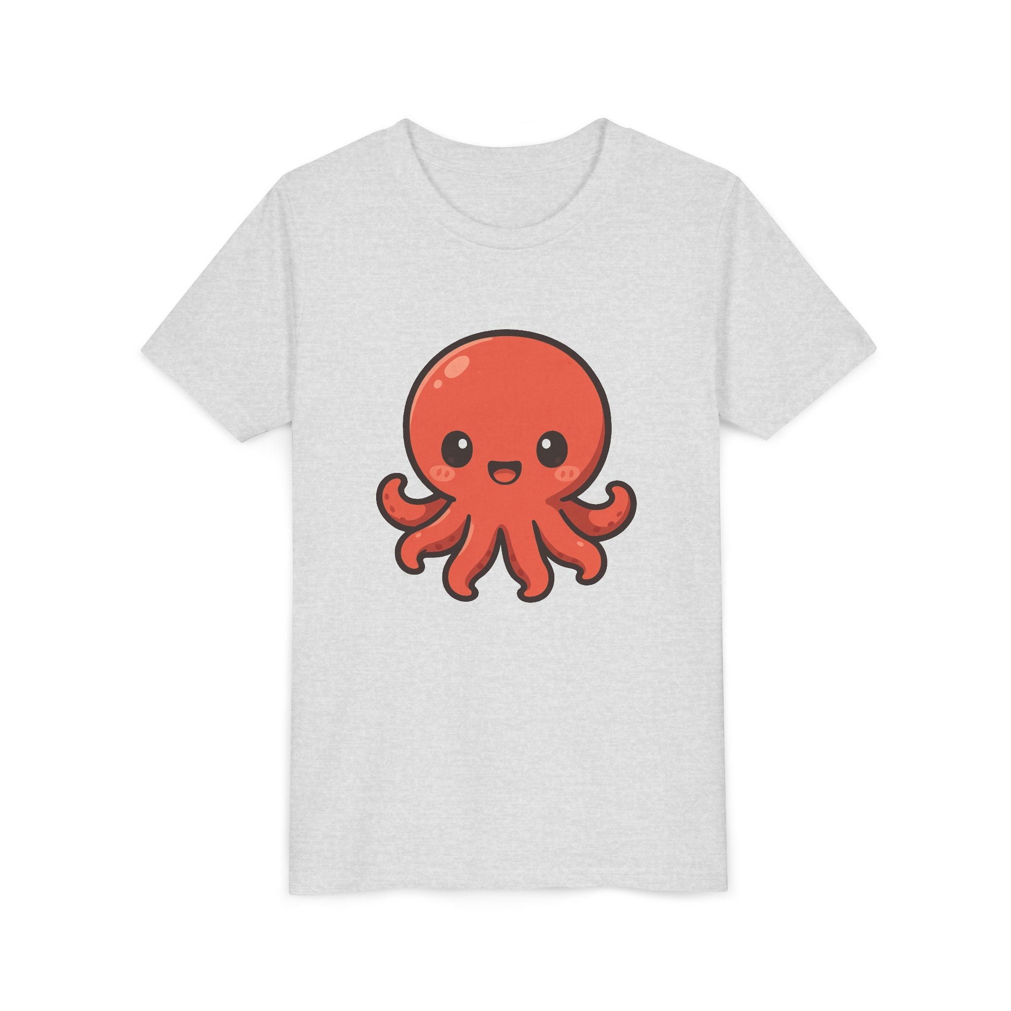 Cute Red Octopus Youth Tee — Kawaii Sea Animal Kids T-Shirt