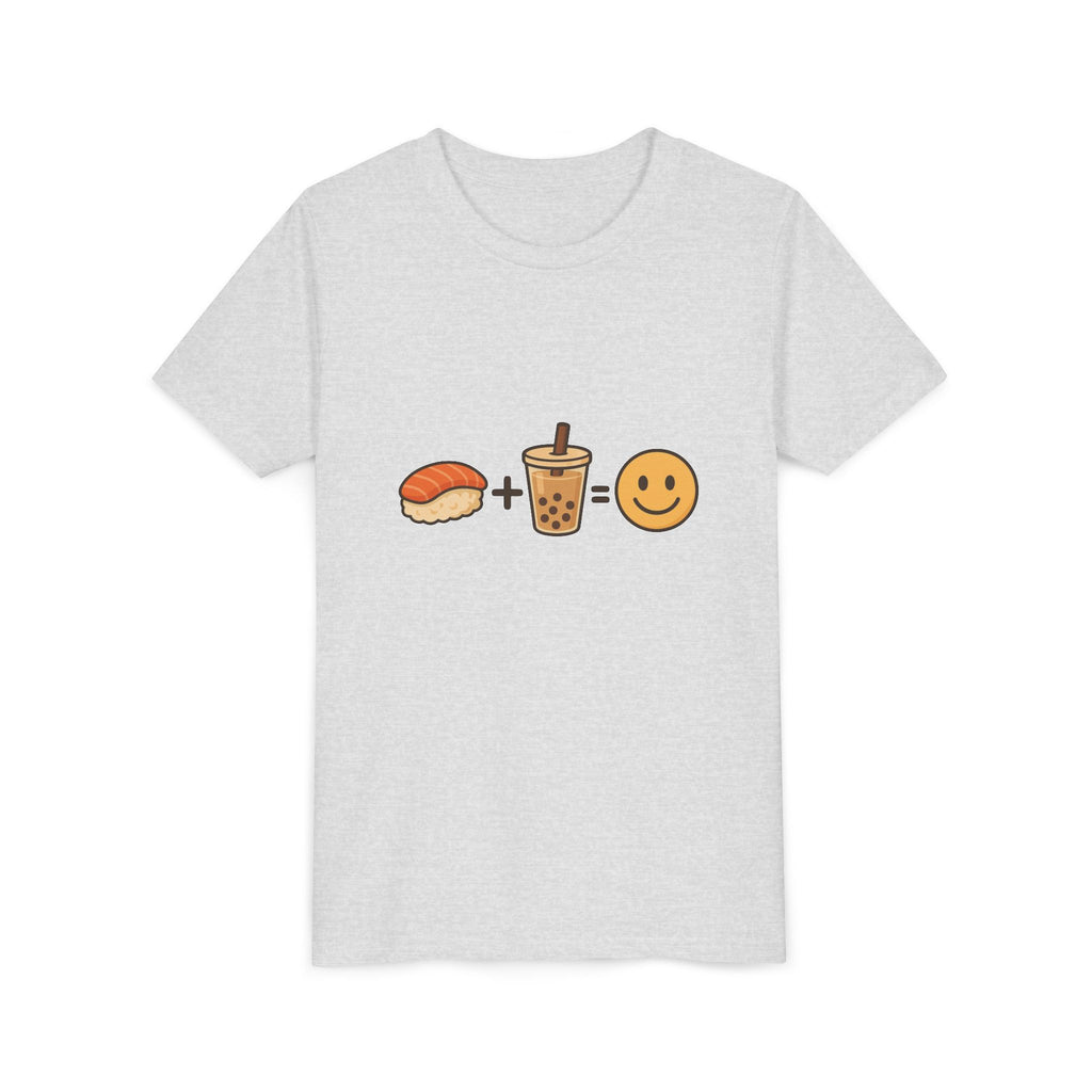 Youth Tee — Sushi + Bubble Tea = Happy Emoji Kids Shirt