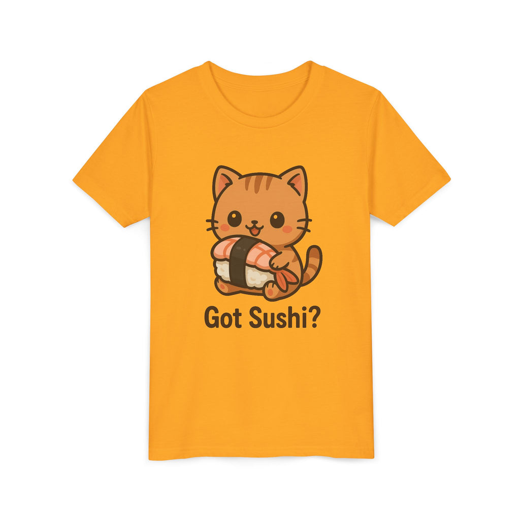 Kids 'Got Sushi?' Cute Cat Sushi Graphic Tee — Youth Short Sleeve Shirt