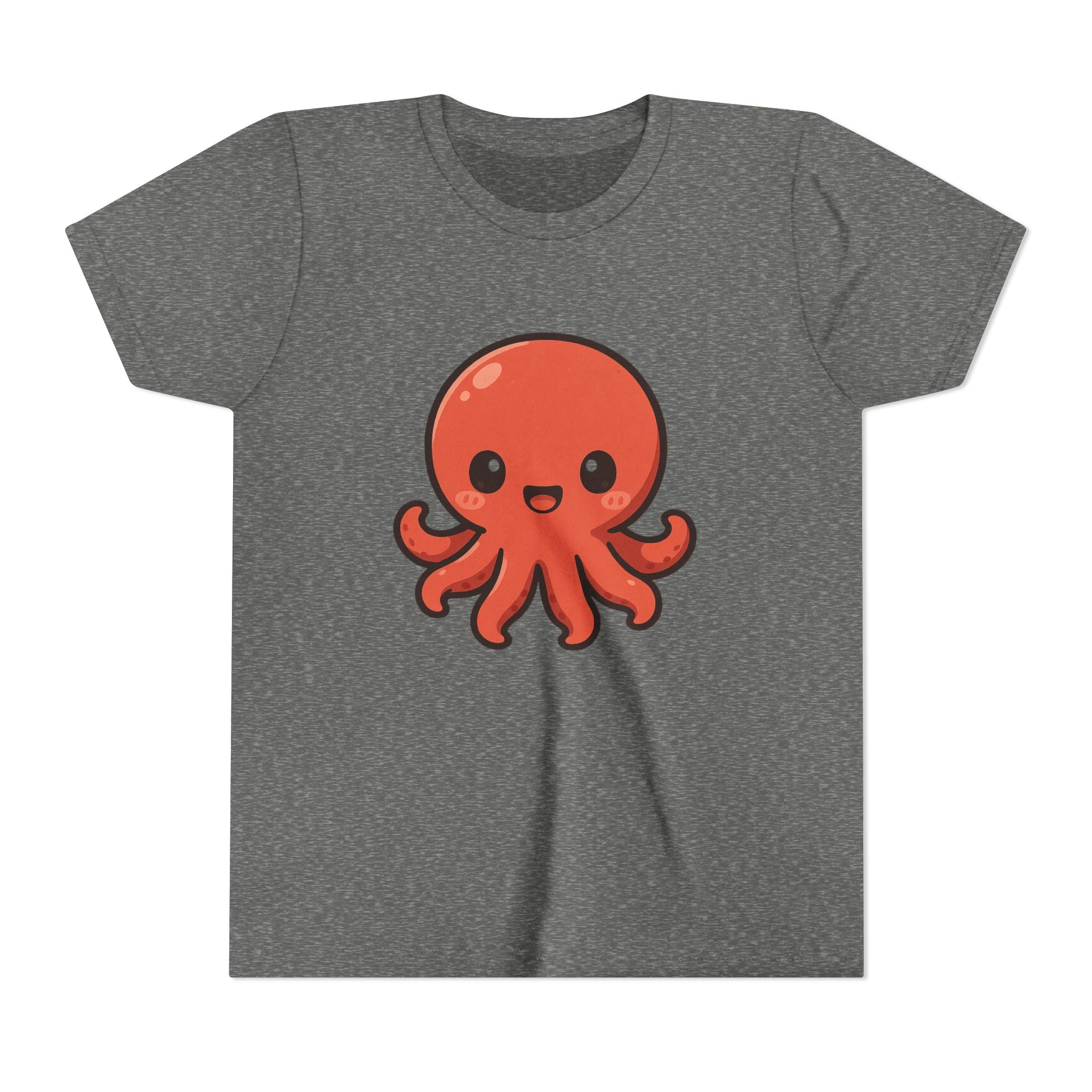Cute Red Octopus Youth Tee — Kawaii Sea Animal Kids T-Shirt