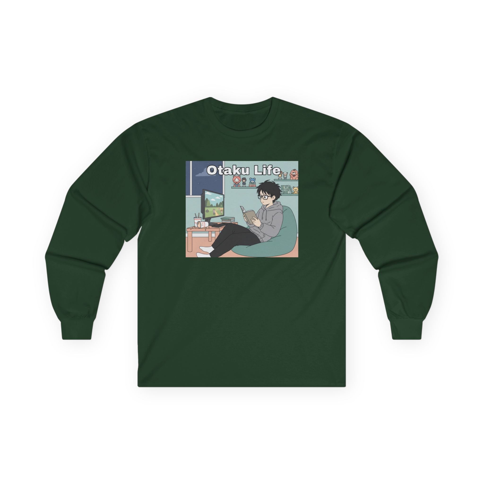 Otaku Life Long Sleeve Tee — Anime Lover Graphic Shirt - Adult