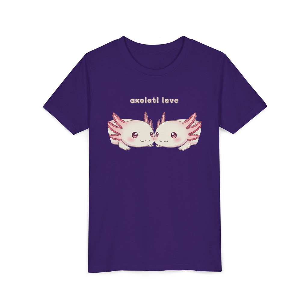 Youth Tee — 'Axolotl Love' Cute Kissing Axolotl Salamander Kids Shirt - Kids