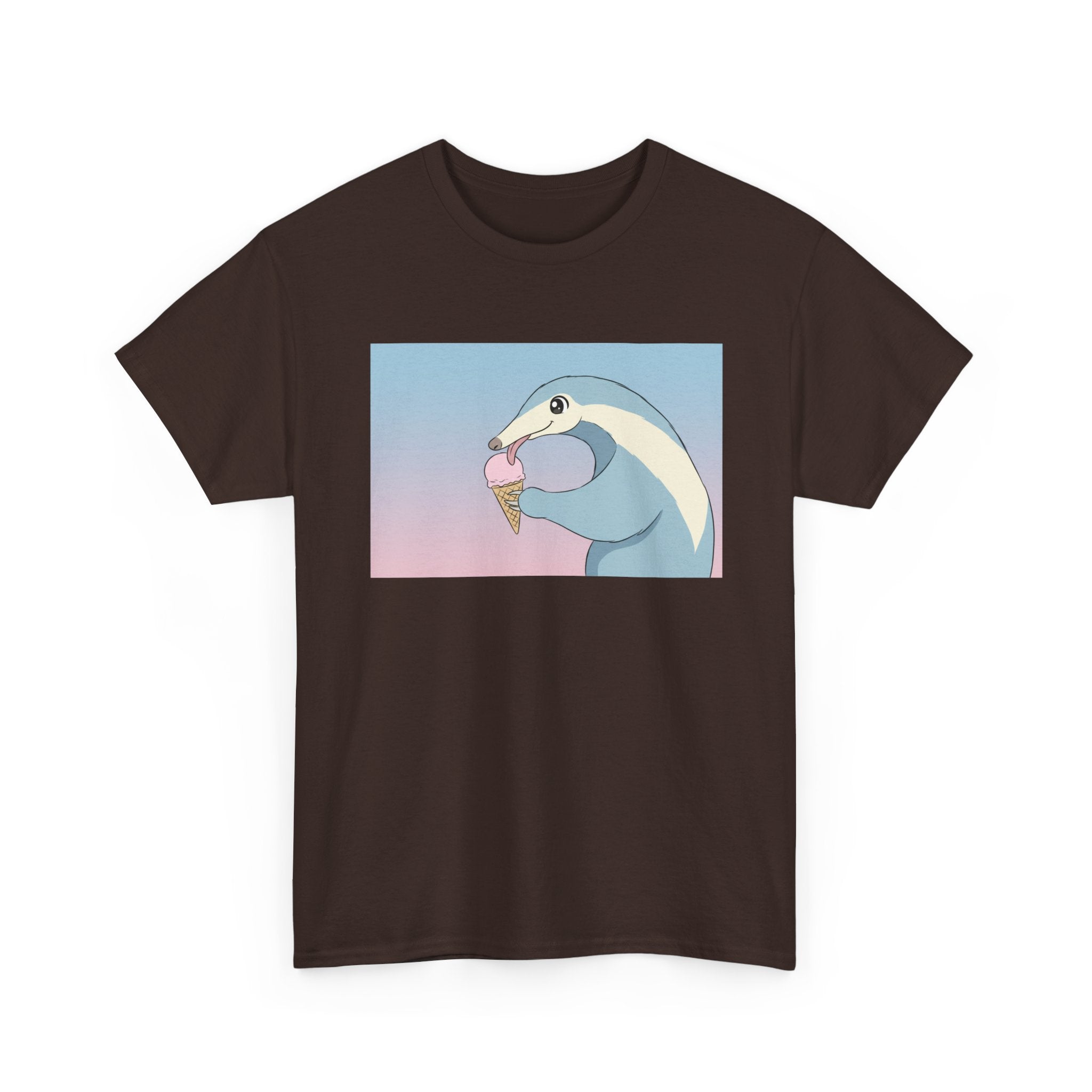 Anteater Eating Ice Cream T-Shirt — Cute Pastel Animal Graphic Tee - Adult