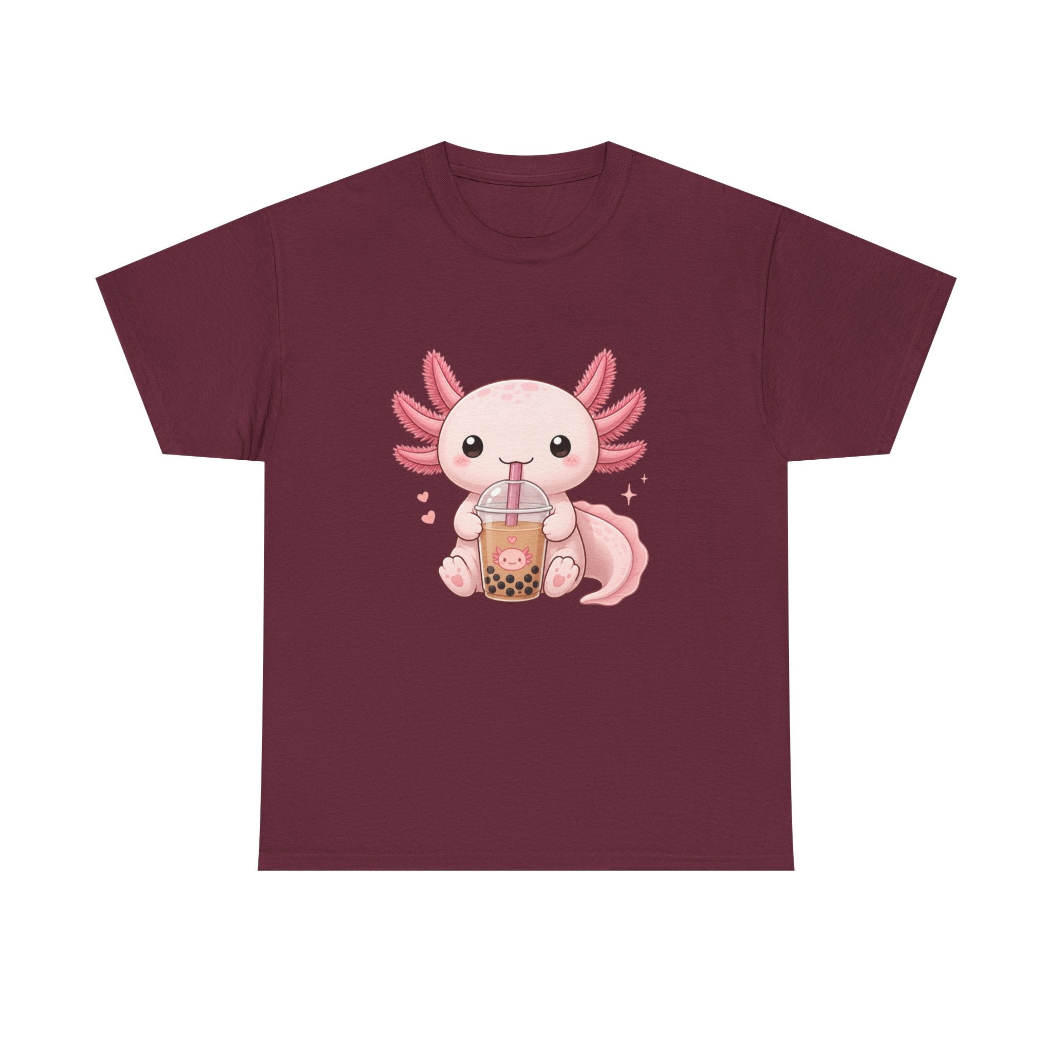 Axolotl Drinking Bubble Tea T-Shirt — Cute Kawaii Boba Tee - Adult