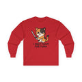 Cat Lover Long Sleeve Tee — "I Only Fight for Tuna" Cute Calico Cat Graphic - Adult