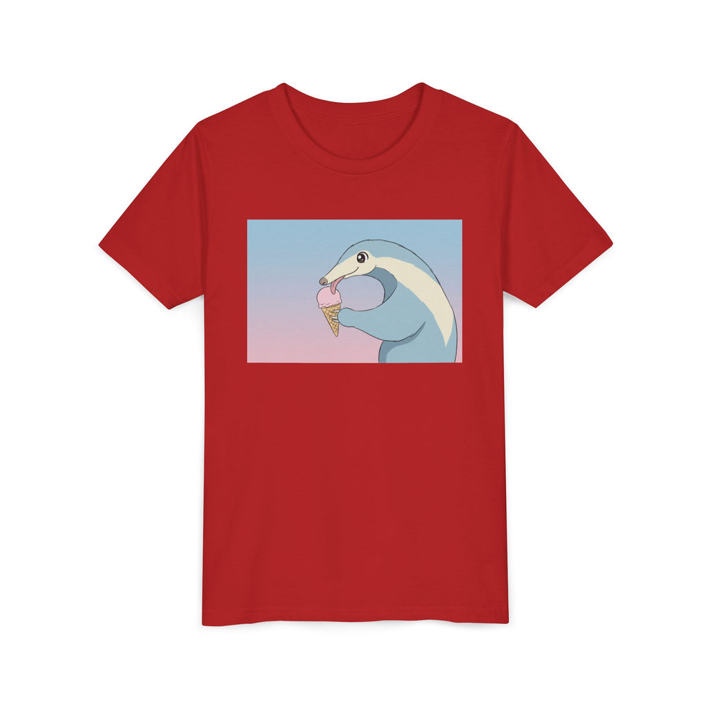 Anteater Eating Ice Cream Kids Tee — Cute Pastel Animal Graphic Youth T-Shirt - Kids