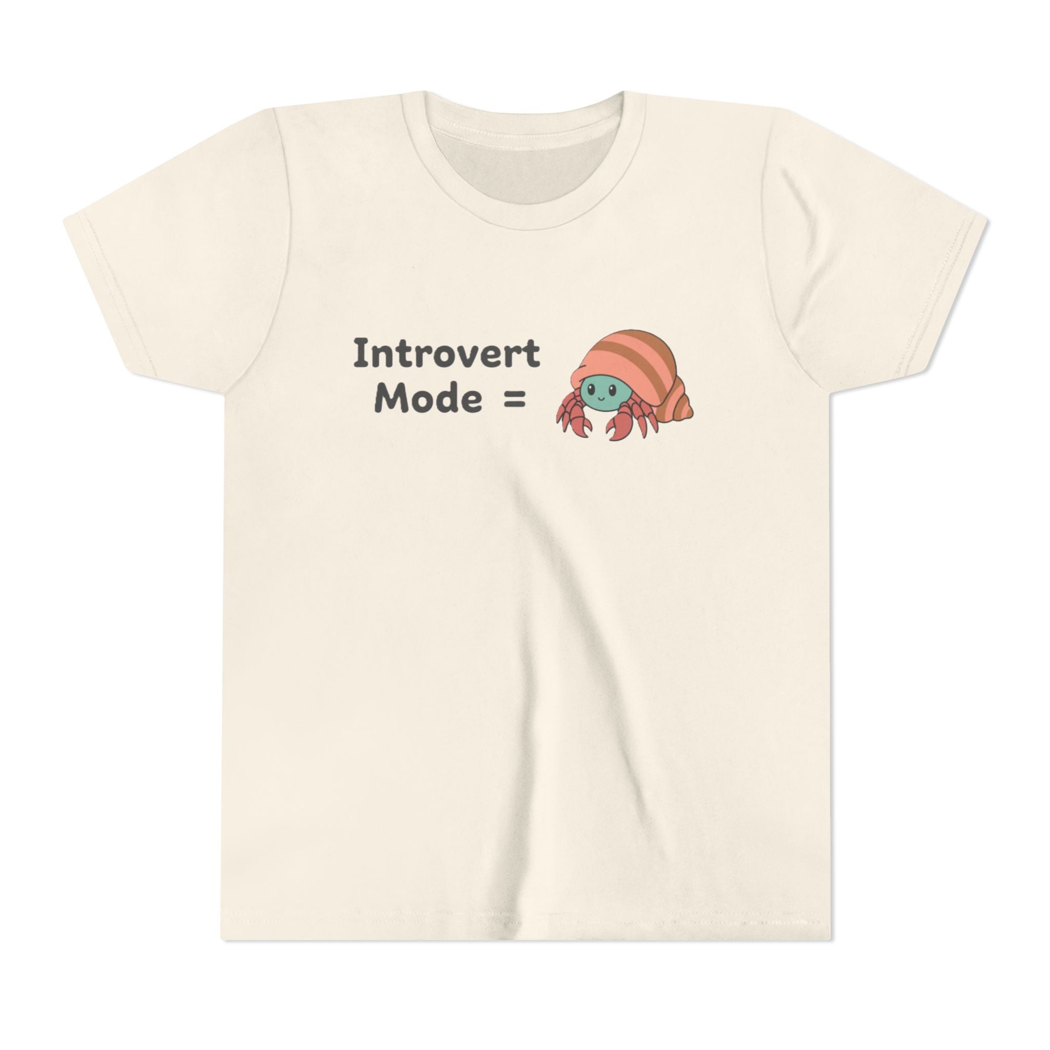 Introvert Mode Kids Tee — Cute Hermit Crab Graphic Youth Shirt