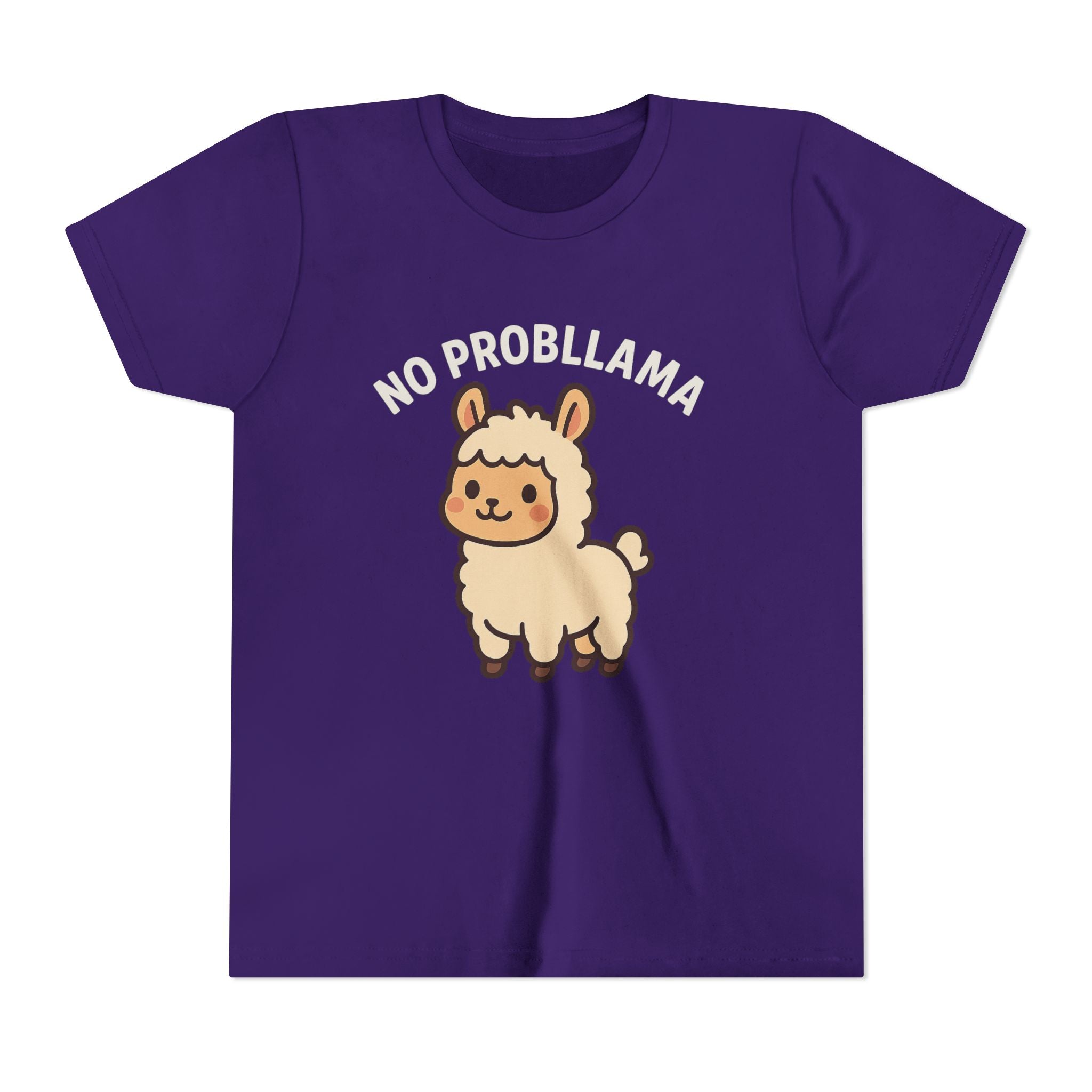 No Probllama Youth Tee – Cute Llama Kids Short Sleeve Shirt