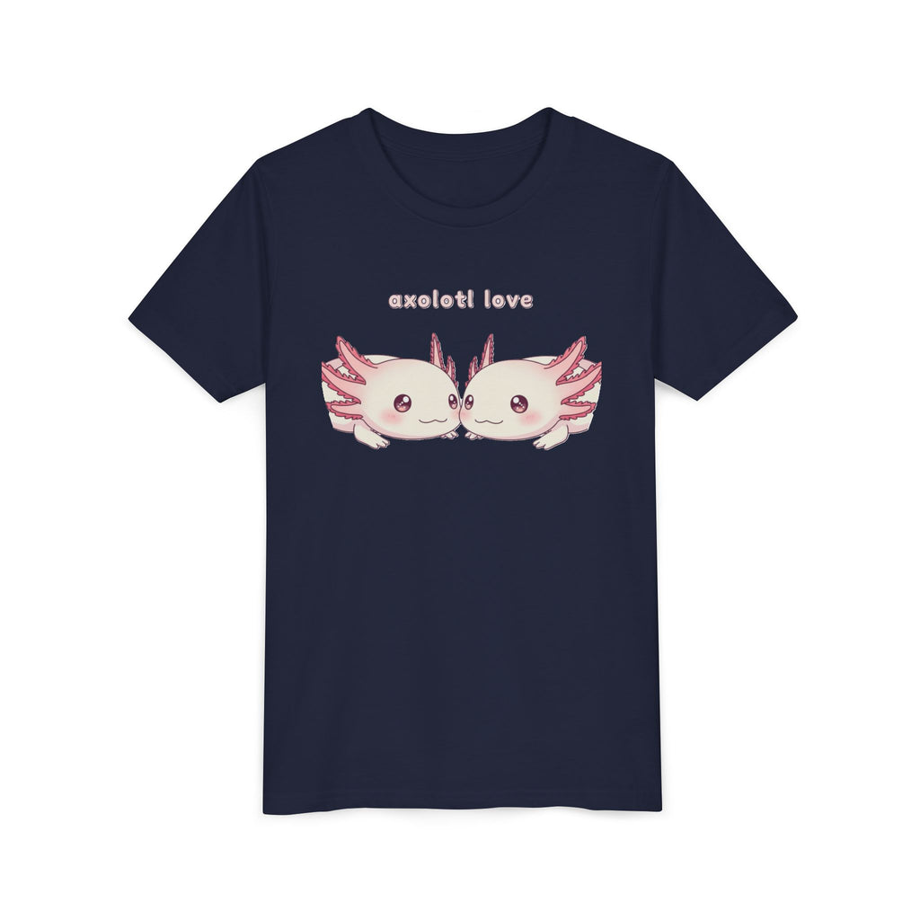 Youth Tee — 'Axolotl Love' Cute Kissing Axolotl Salamander Kids Shirt - Kids