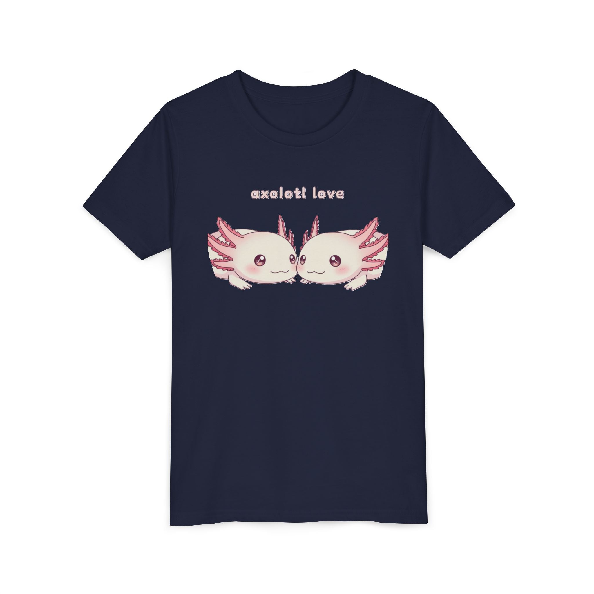 Youth Tee — 'Axolotl Love' Cute Kissing Axolotl Salamander Kids Shirt - Kids