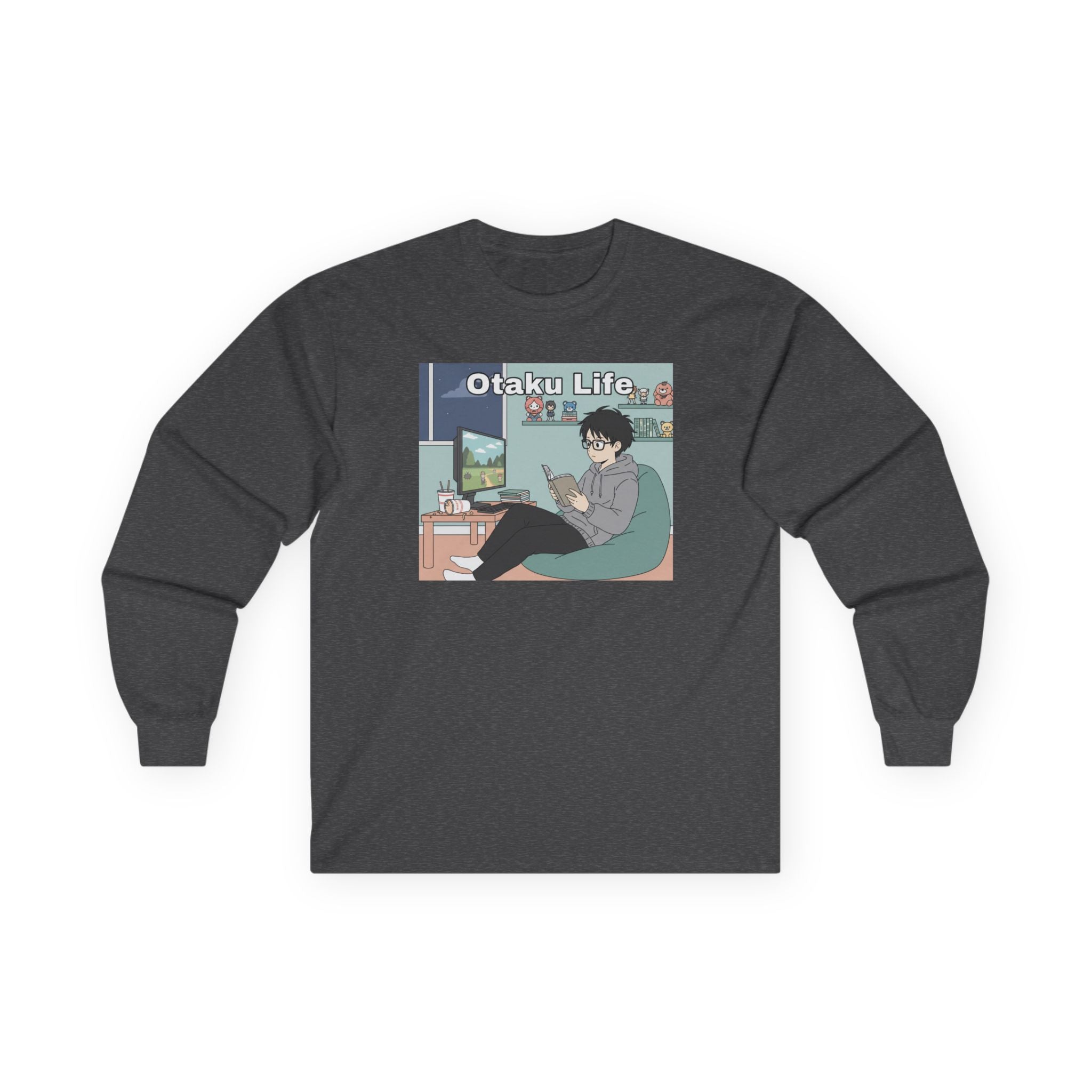 Otaku Life Long Sleeve Tee — Anime Lover Graphic Shirt - Adult