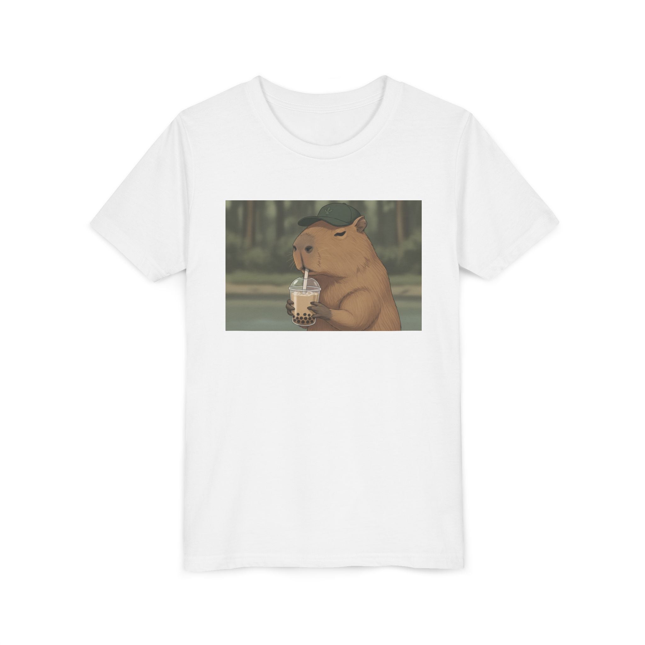 Capybara Drinking Boba Tea Youth Tee — Cute Kawaii Bubble Shirt for Kids - Kids