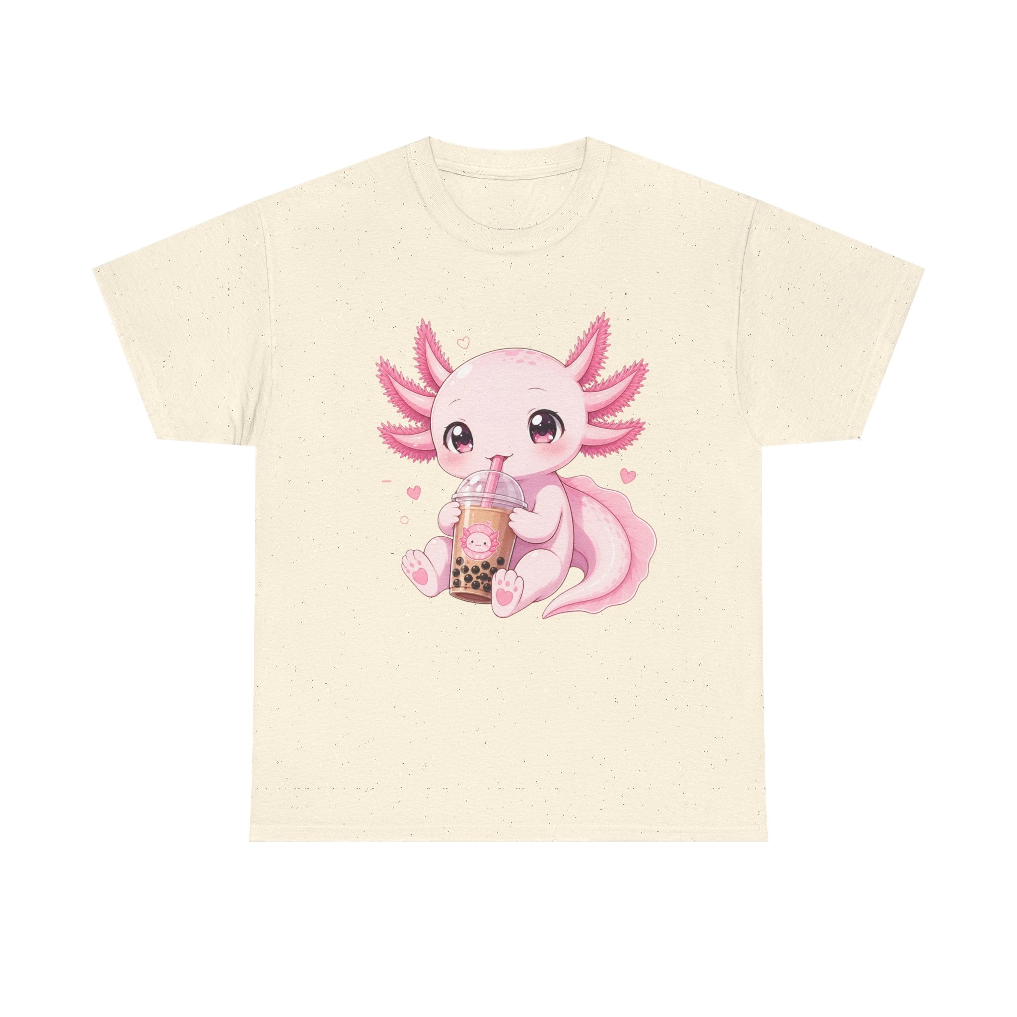 Axolotl Bubble Tea Tee — Cute Pink Axolotl Drinking Boba T-Shirt - Adult