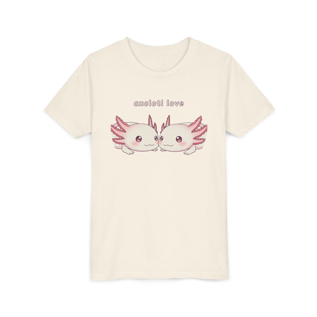 Youth Tee — 'Axolotl Love' Cute Kissing Axolotl Salamander Kids Shirt - Kids