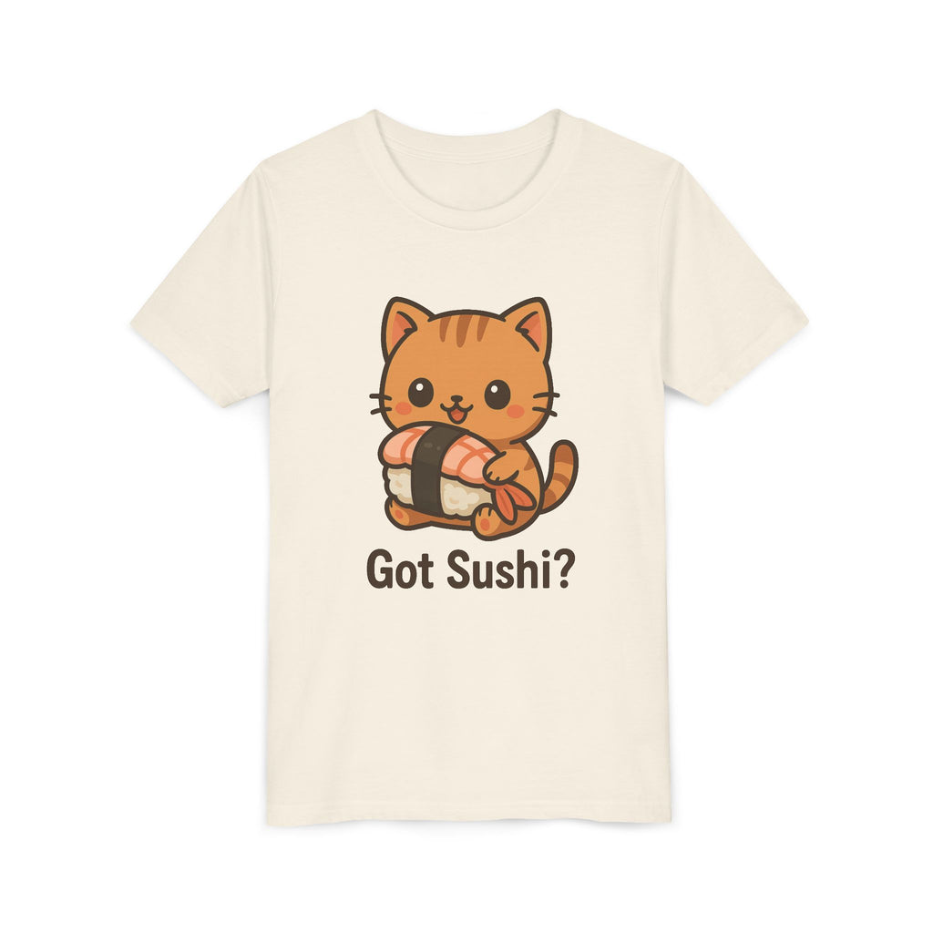 Kids 'Got Sushi?' Cute Cat Sushi Graphic Tee — Youth Short Sleeve Shirt