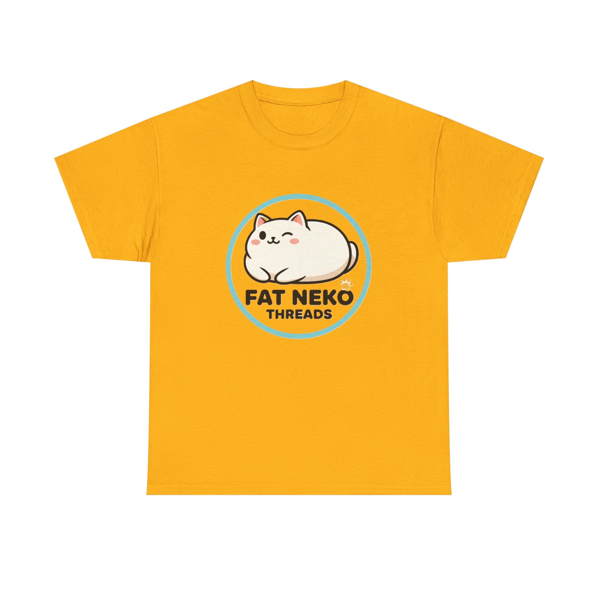 Cute Fat Neko Threads T-Shirt — Kawaii Cat Logo Tee - Adult