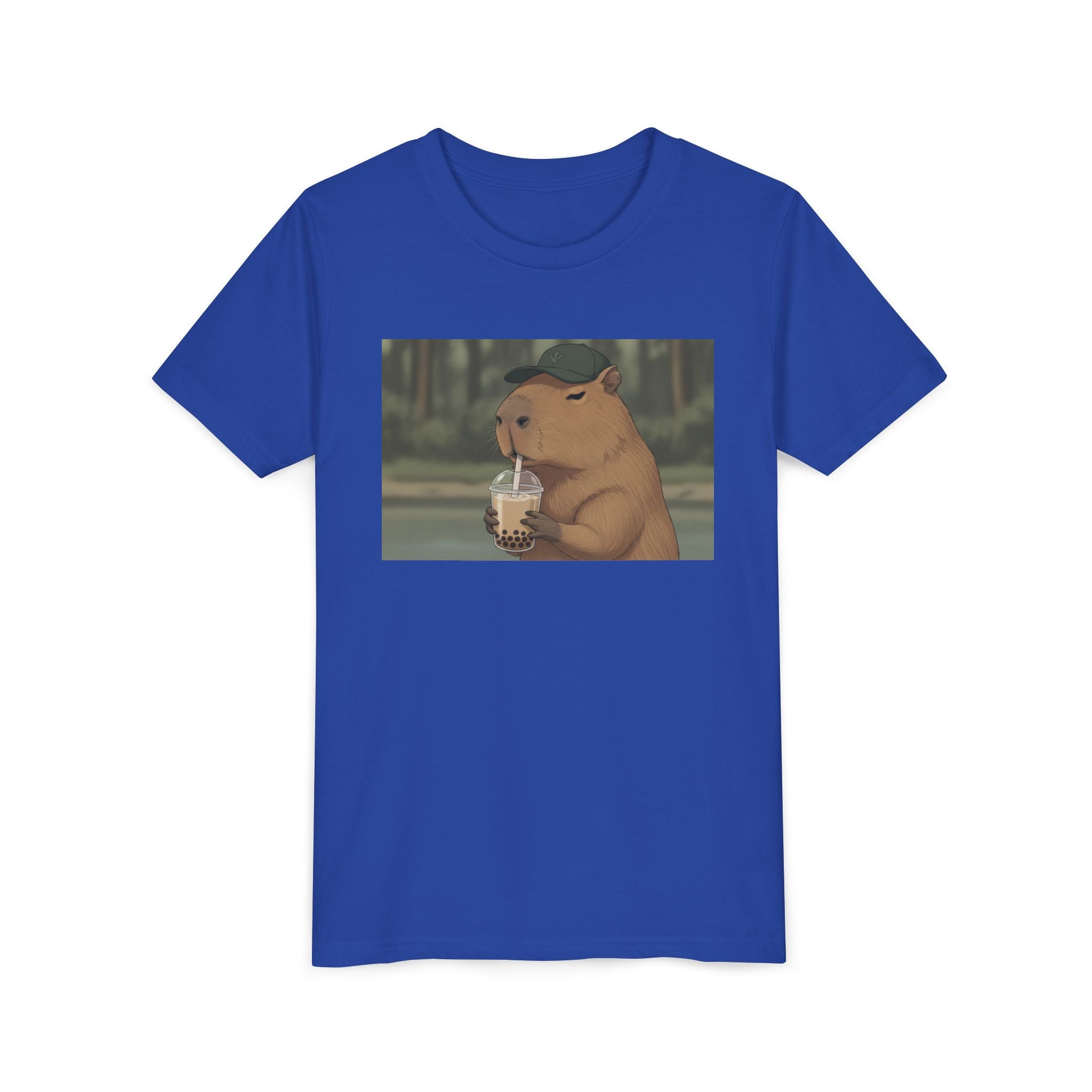 Capybara Drinking Boba Tea Youth Tee — Cute Kawaii Bubble Shirt for Kids - Kids