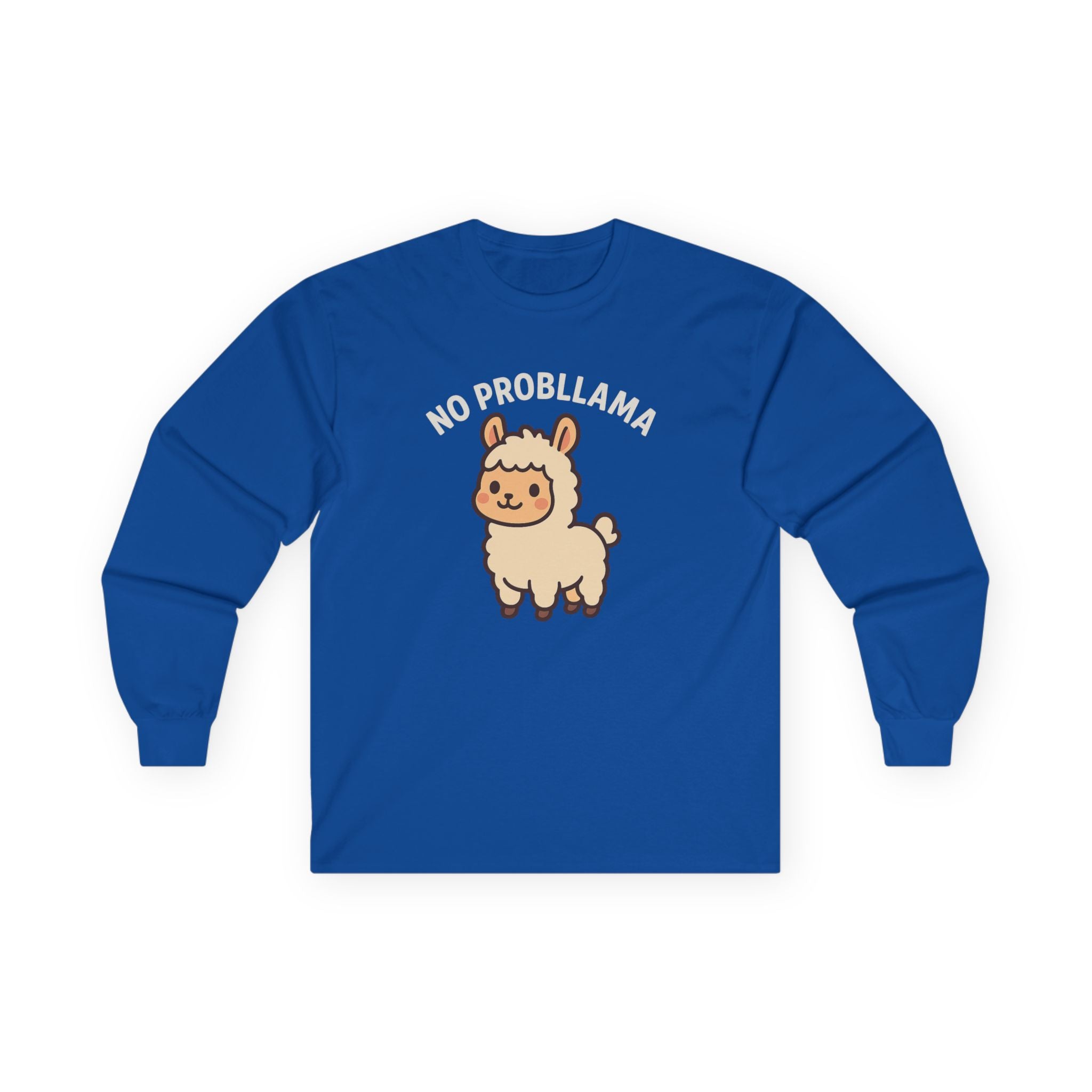 No Probllama Cute Llama Long Sleeve Tee - Adult