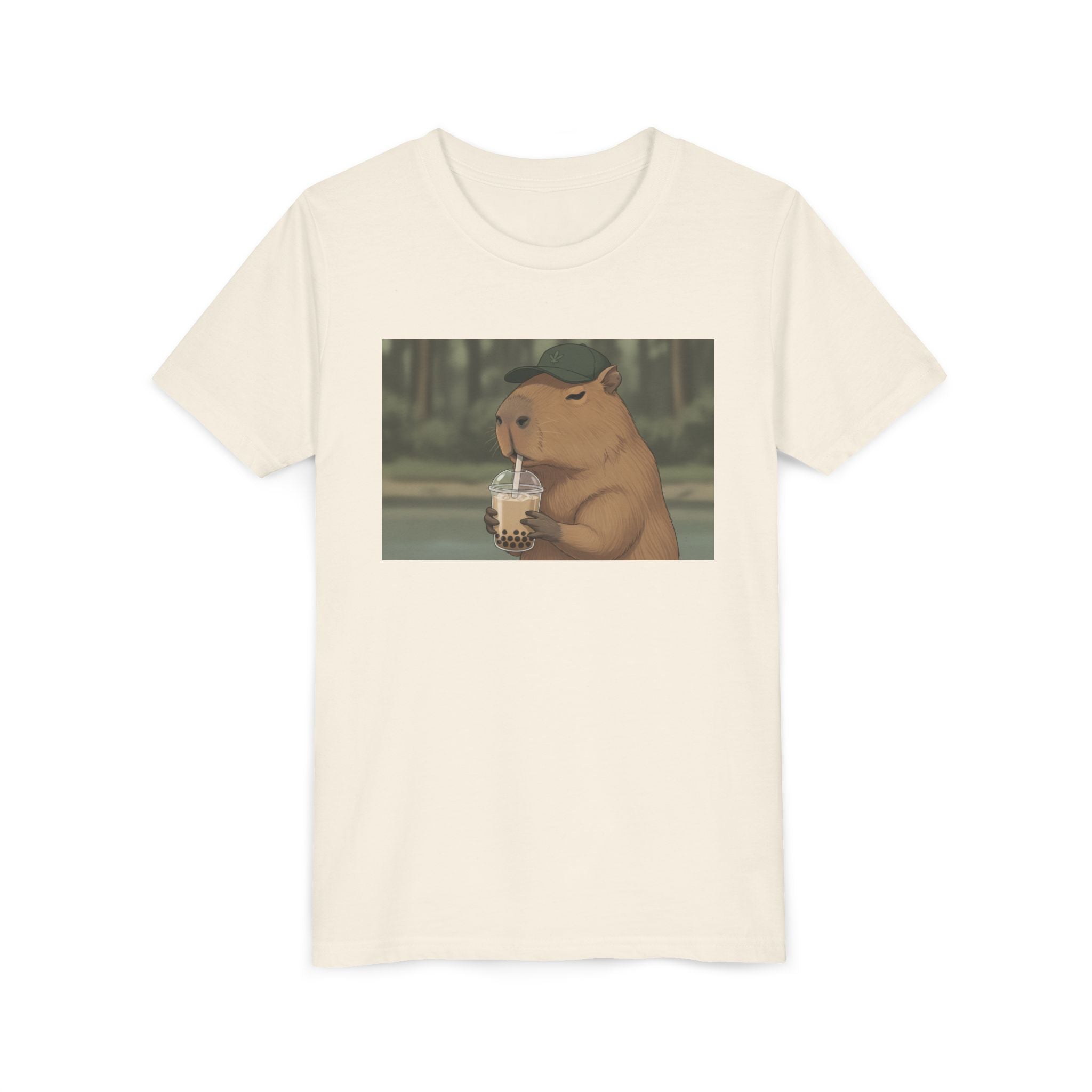 Capybara Drinking Boba Tea Youth Tee — Cute Kawaii Bubble Shirt for Kids - Kids