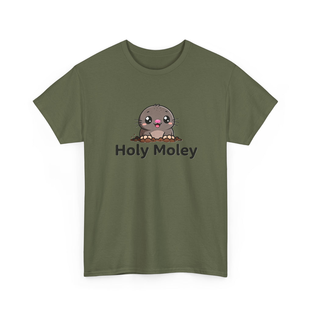 Holy Moley Mole T-Shirt — Cute Cartoon Mole Tee with 'Holy Moley' Text - Adult