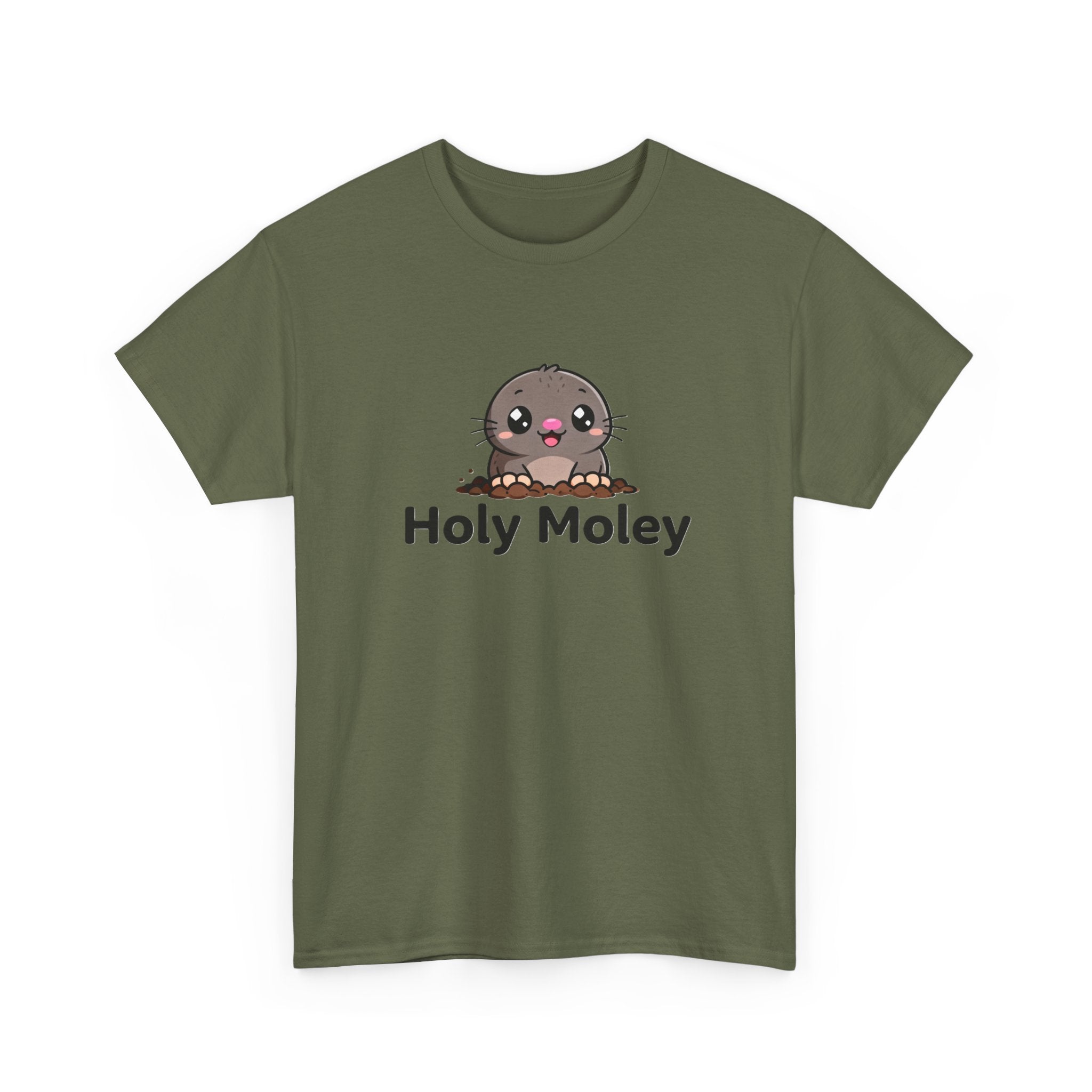 Holy Moley Mole T-Shirt — Cute Cartoon Mole Tee with 'Holy Moley' Text - Adult