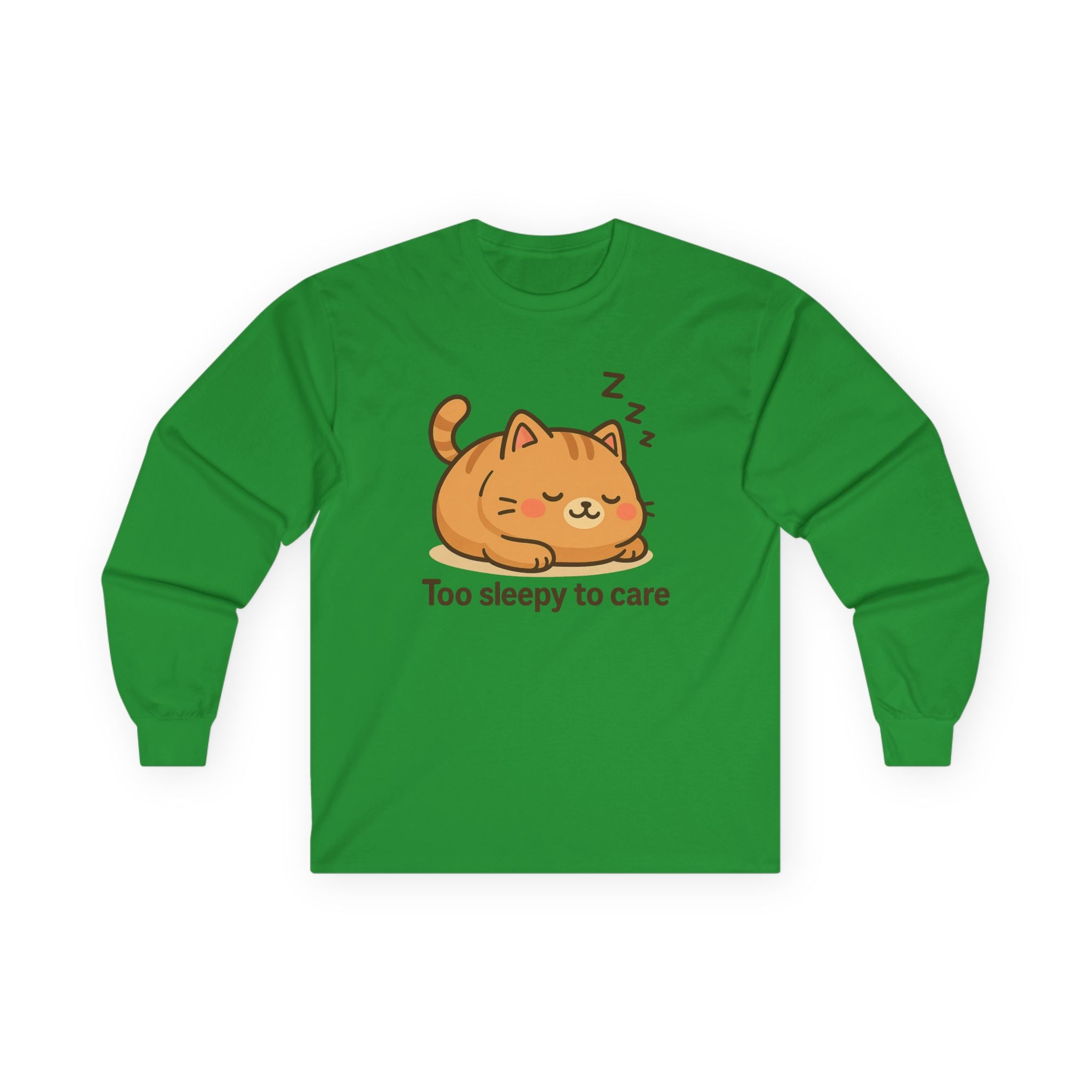 Too Sleepy to Care Cat Long Sleeve Tee - Adult
