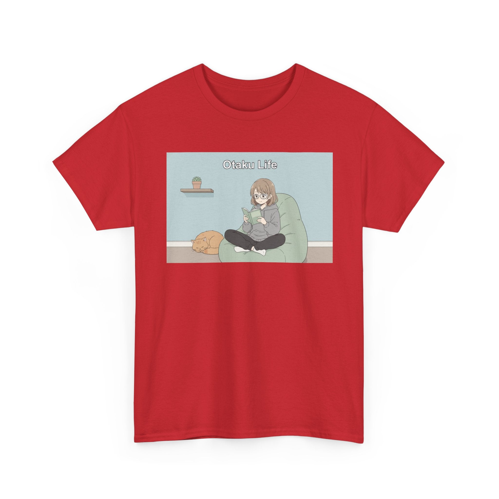 Cozy Cat Girl Otaku Long Sleeve Tee - 'Chill Vibes' Anime Girl Relaxing Graphic T-Shirt